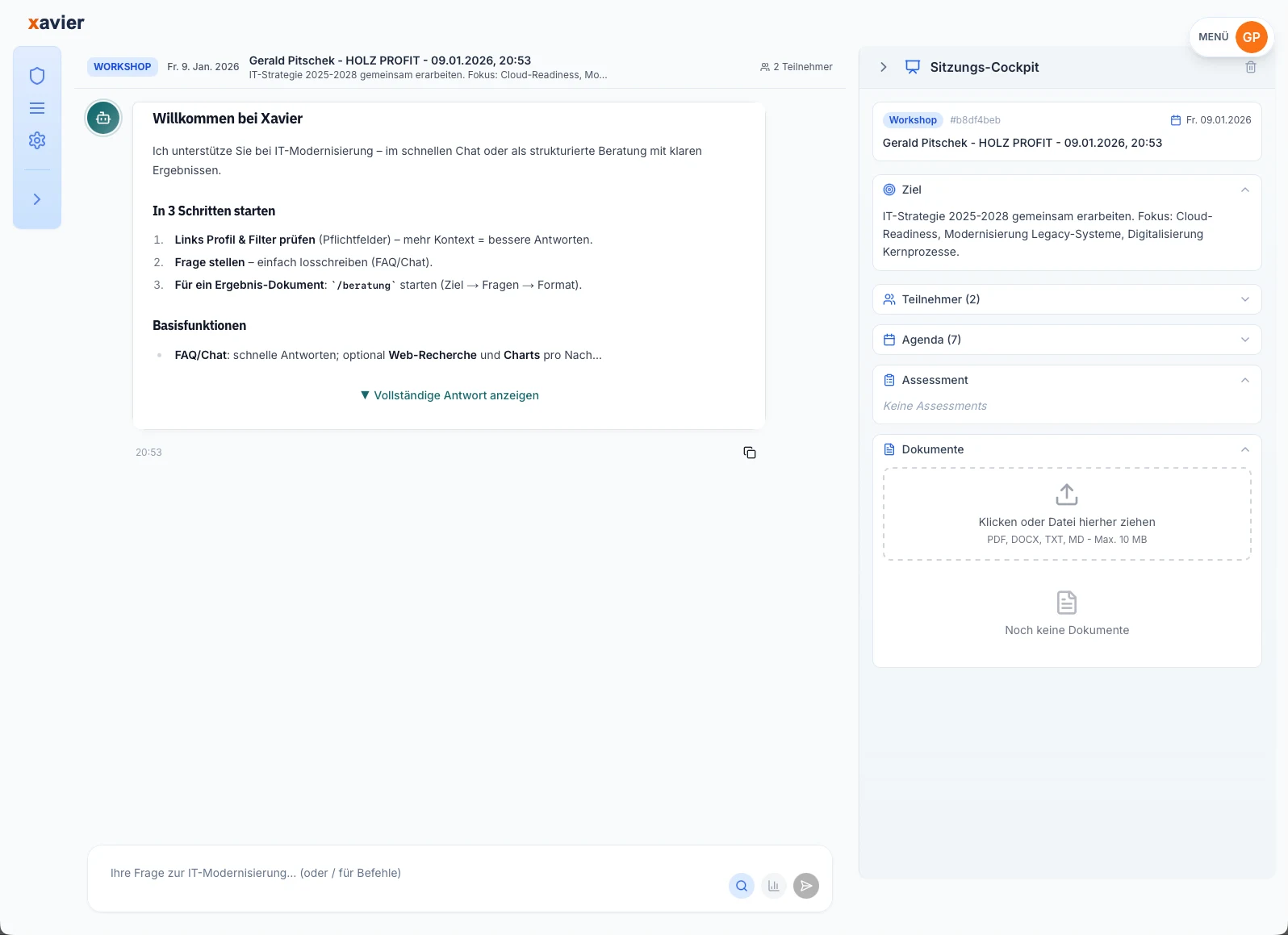 Xavier Workshop-Cockpit